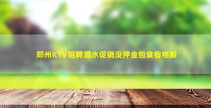 郑州KTV招聘酒水促销没押金包食宿格断